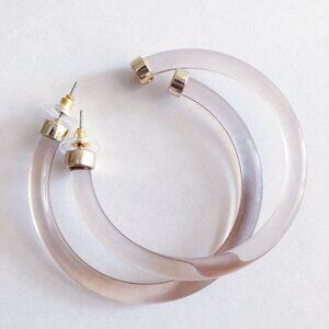 Gray Lucite Hoop Earrings